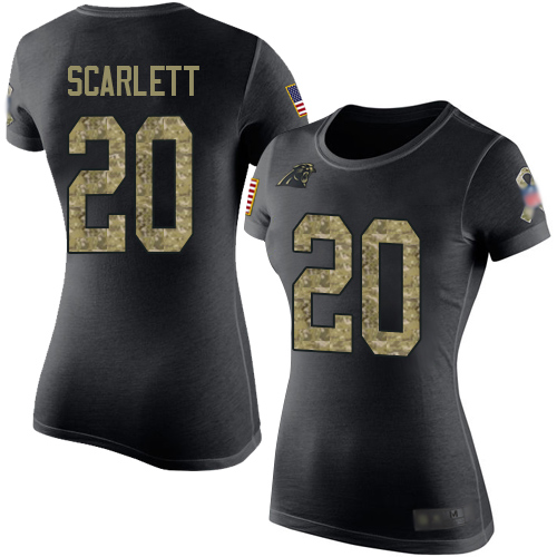 Carolina Panthers Black Camo Women Jordan Scarlett Salute to Service NFL Football #20 T Shirt->women nfl jersey->Women Jersey